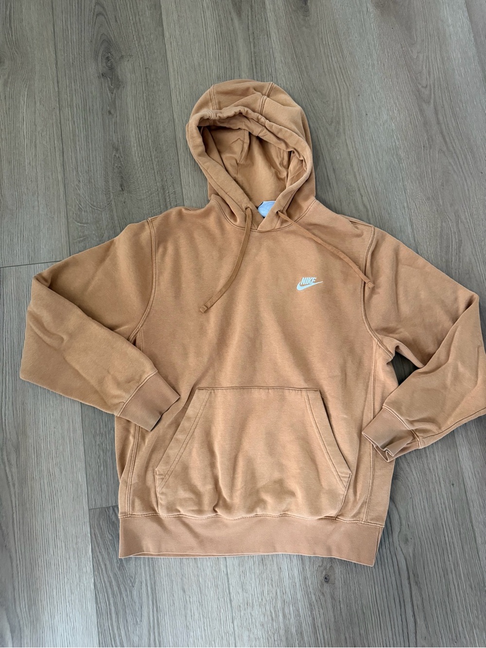 Nike Club Fleece Pullover Hoodie Caramel Tan Brown Medium